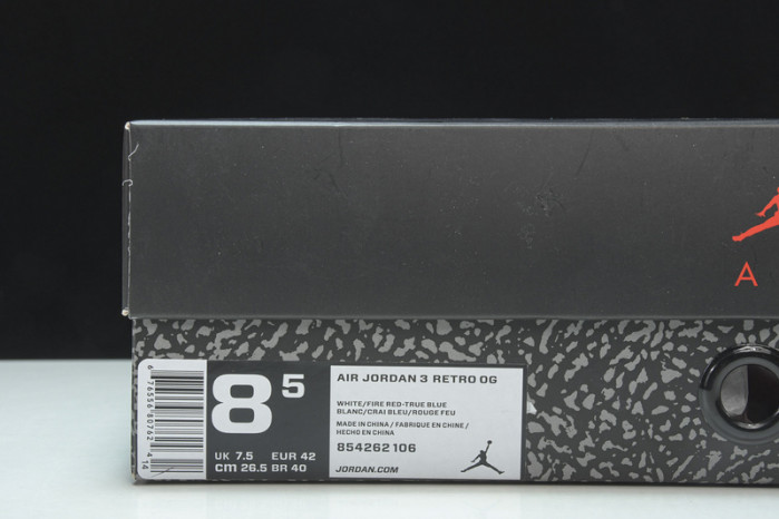 AIR JORDAN 3 RETRO TRUE BLUE NIKE AIR FIRST LOOK 854262-106